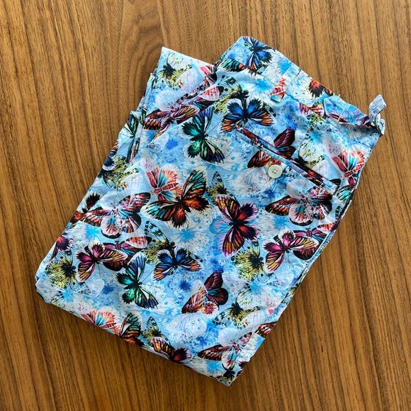 Custom Cotton Blue Butterfly Print Trousers - 30 waist - Picture 1 of 6